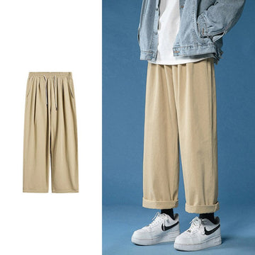 Wide leg casual pants loose men and women Japanese retro autumn wild straight overalls trousers aidase-shop